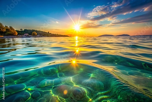 Fototapeta Naklejka Na Ścianę i Meble -  Crystal Clear Adriatic Sea: Sunrise in Vodice, Croatia