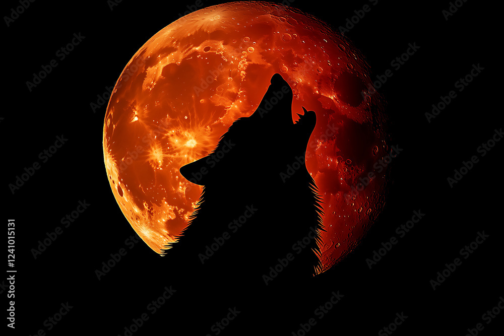 Fototapeta premium wolf howling at the moon