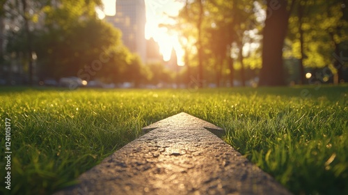 Wallpaper Mural Bright Arrow Marking Path Through Lush Green Park in Cityscape Torontodigital.ca