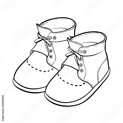 Baby booties illustration in black and white on a simple background