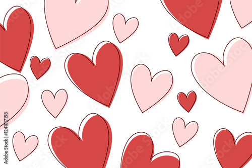 Set of Happy Valentine's day , heart and Love Minimalist Art , pink gradient