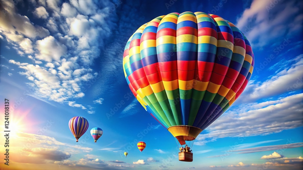 Obraz premium Colorful Hot Air Balloon Festival, Sunrise Adventure, Vivid Sky, Travel, Aerial View