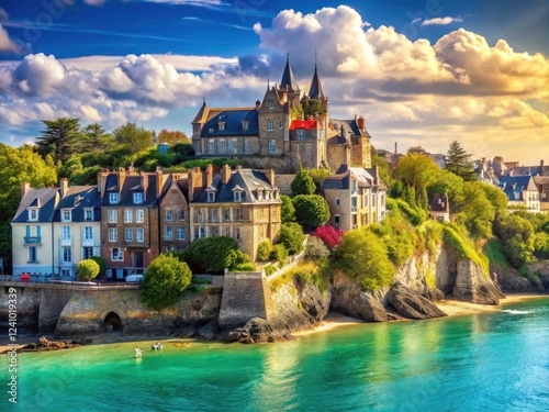 Dinard, France: Emerald Coast paradise.  Picturesque Brittany town, stunning beaches and breathtaking coastal vistas await. photo