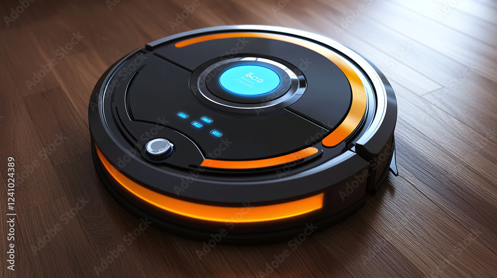 Smart Living Tech Minimalist Robotic Vacuum on Warm Wooden Floors - Urban Cleaning Solutions for Connected Homes and Enhanced Automation Smart Living Tech Minimalist Robotic Vacuum on Warm Wooden Floors - Urban Cleaning Solutions for Connected Homes and Enhanced Automation