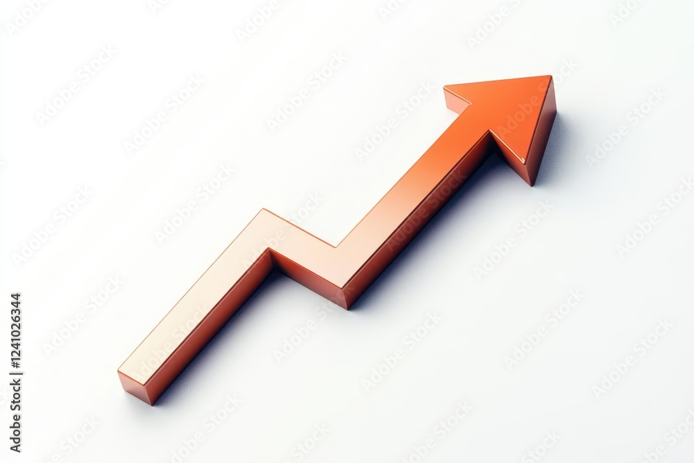 arrow symbol on a clean white background, representing business graph concepts, featuring upward trends and positive financial growth, sleek and modern design