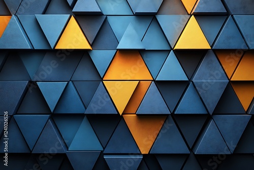 Abstract Blue and Orange Triangle Pattern Wall photo