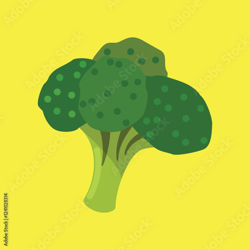 Fresh Green Broccoli Vector Icon: Healthy Organic Vegetable Illustration in Flat Style