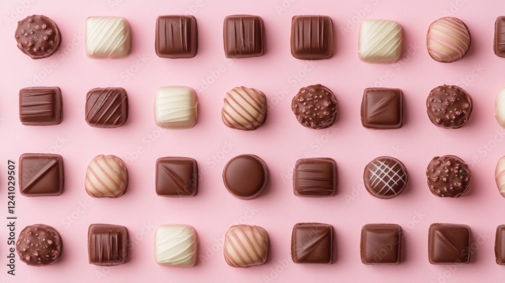 A Symphony of Hearts: A Delightful Collection of Exquisite Chocolate Hearts, Beautifully Displayed on a Pastel Pink Surface, Creating a Scene of Pure Romance and Sweet Indulgence A Symphony of Hearts: A Delightful Collection of Exquisite Chocolate Hearts, Beautifully Displayed on a Pastel Pink Surface, Creating a Scene of Pure Romance and Sweet Indulgence