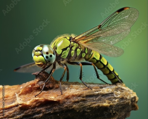 Dirt Dauber and Lizard in Nature - Macro Closeup of Green Insect and Animal Wildlife with Dragonfly and Bug photo