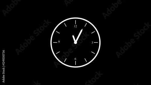 Wallpaper Mural Clock isolated animation white color on black background, Analog counting down clock  Torontodigital.ca