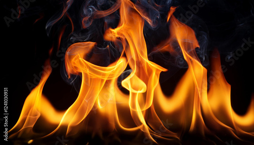 burning flame motif on macro black background