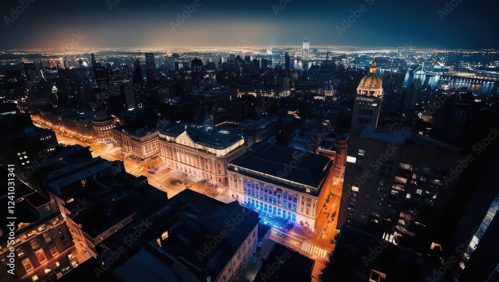 Fototapeta premium night view of the city, aerial view of the city at night