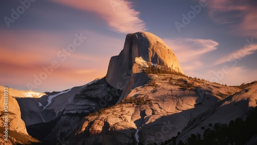 Wallpaper Mural Sunset over rugged mountains, warm-toned rocks, blooming wildflowers, and serene wilderness. Torontodigital.ca