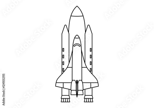 Icono negro de cohete espacial en fondo blanco