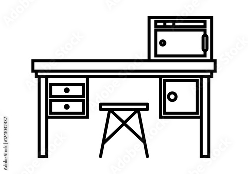 Icono negro de mesa de laboratorio con maquinas