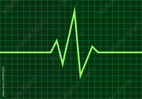 Fondo de cuadrícula verde con honda de latido del corazón verde