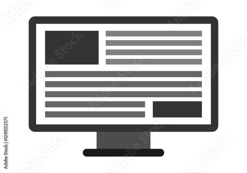 Icono negro de pantalla con ventana de noticias