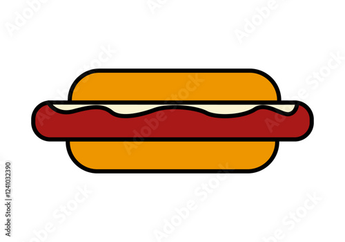 Icono de perrito caliente con pan y salchicha