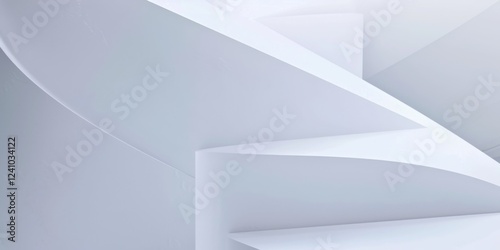 An abstract minimalist concept against a stark white background  Geometric shapes in soft gradients  Abstract minimalist style