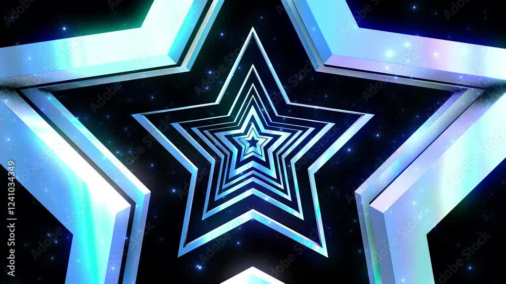 Abstract Neon Star Tunnel VJ loop