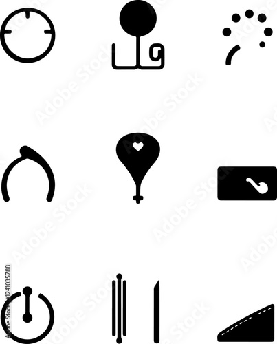 A grid of various icons for use in illustration and editorial content