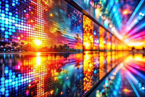 Wallpaper Mural Futuristic tech wallpaper: a high-res digital image of a glowing LCD screen, showcasing abstract pixel art and vibrant colors. Torontodigital.ca