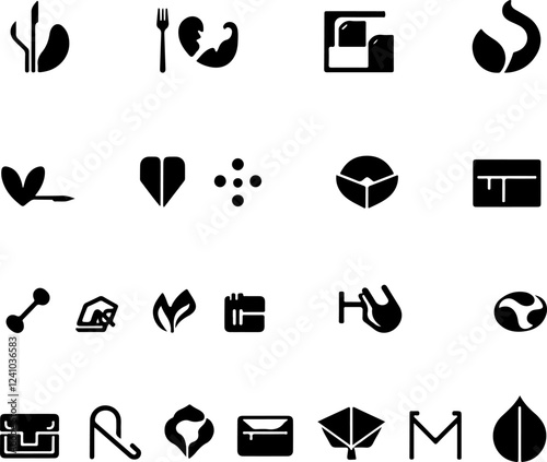 A grid of various icons for use in illustration and editorial content