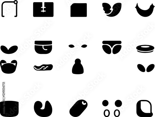 A grid of various icons for use in illustration and editorial content