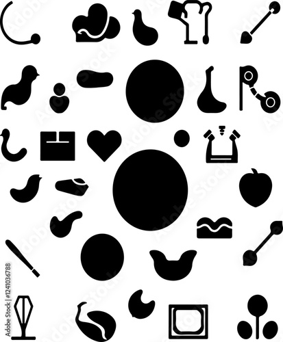 A grid of various icons for use in illustration and editorial content