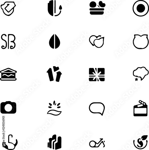 A grid of various icons for use in illustration and editorial content