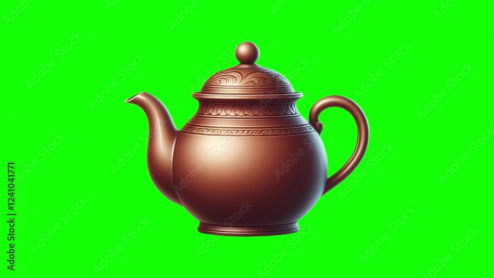 Tea pot Isolated on Green Screen Background. 4K Motion Graphic Animation. Tea pot Isolated on Green Screen Background. 4K Motion Graphic Animation.