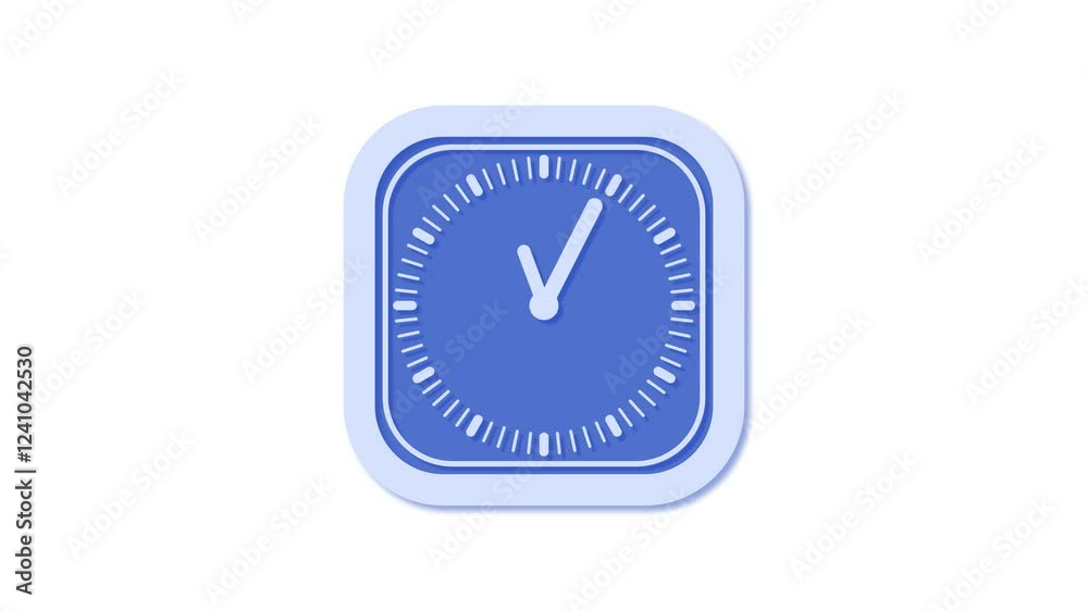 square shape rim analog clock animation, blue Counting down clock isolated, Time counter symbol animation square shape rim analog clock animation, blue Counting down clock isolated, Time counter symbol animation