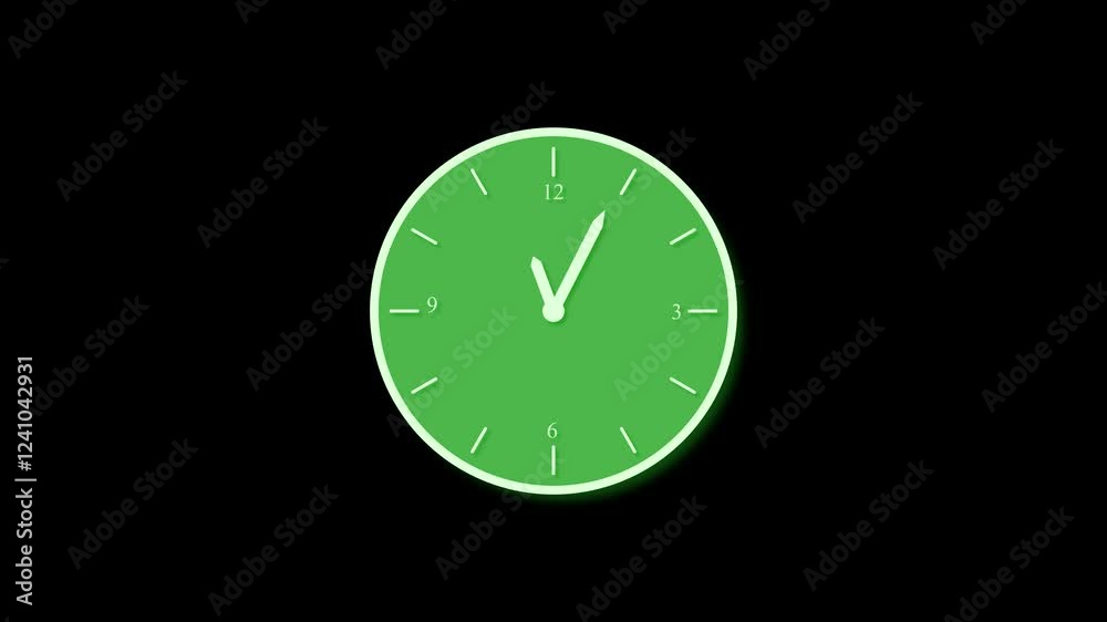 Clock isolated animation green color, Clock with moving arrows, Counting down clock isolated Time counter symbol animation on black background Clock isolated animation green color, Clock with moving arrows, Counting down clock isolated Time counter symbol animation on black background
