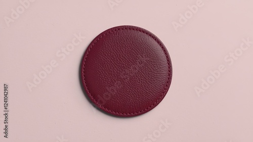 black circular leather patch mockup template on a white background.

