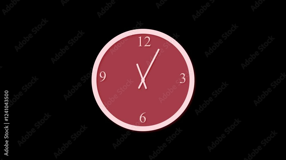 3d Simple analog clock animation, Counting down simple red analog clock isolated animation on black background 3d Simple analog clock animation, Counting down simple red analog clock isolated animation on black background