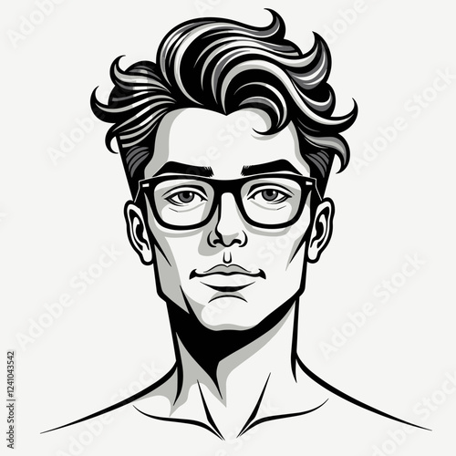 Wallpaper Mural Stylized portrait of young man wearing glasses Torontodigital.ca