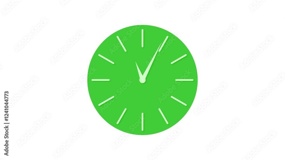 Simple clock isolated animation green color, Counting down clock isolated, Time counter symbol animation Simple clock isolated animation green color, Counting down clock isolated, Time counter symbol animation