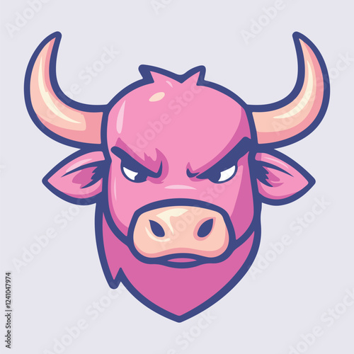 Angry bull stand in floor vector illustration