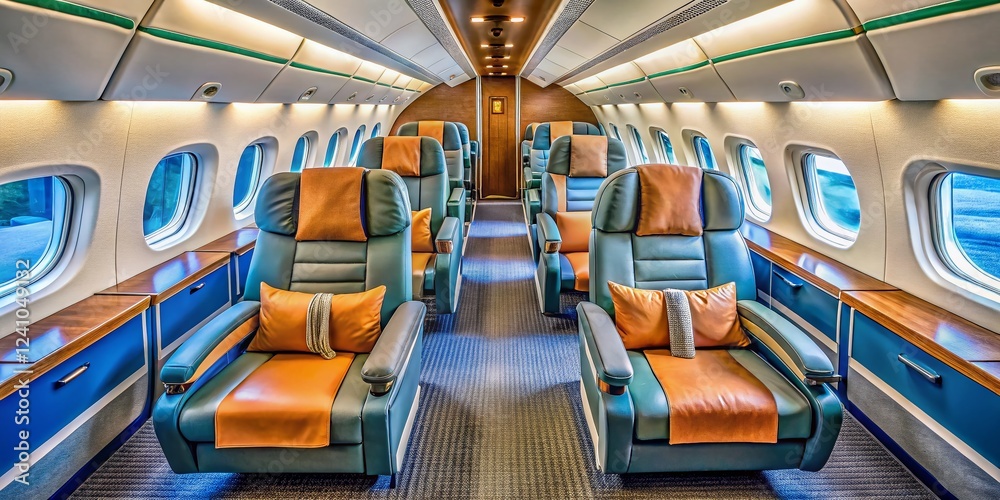 Fototapeta premium Dornier 328 Airplane Cabin Interior: Passenger Seating Arrangement & Design