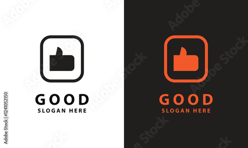 Minimalist thumbs up logo in negative space