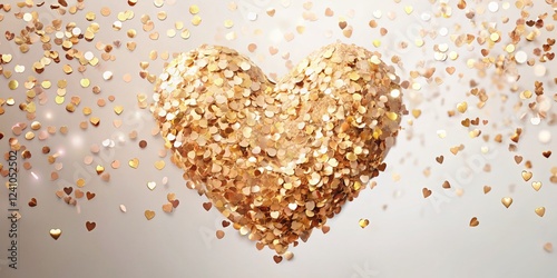 Double Exposure Gold Rose Gold Heart Confetti Valentine's Wedding Invitation Background