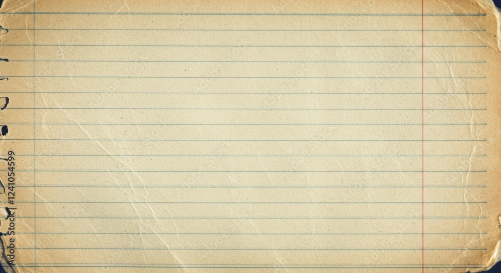 Naklejka premium Vintage lined notebook paper background with textured edges and subtle aging