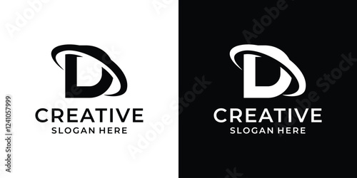 Initial letter D with circle logo design vector