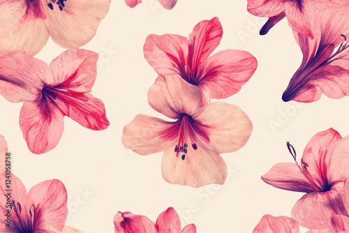 Wallpaper Mural Pastel pink flowers on cream background Torontodigital.ca