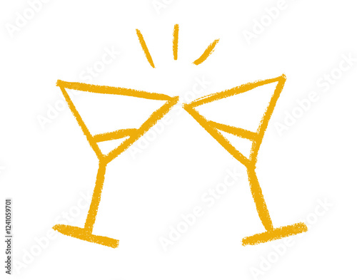 Cocktail Classes Clicking Party Birthday Related Icon Crayon Chalk Drawing Vector