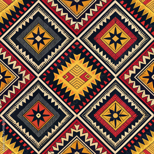 Wallpaper Mural Seamless African tribal pattern with bold diamond and geometric shapes Torontodigital.ca