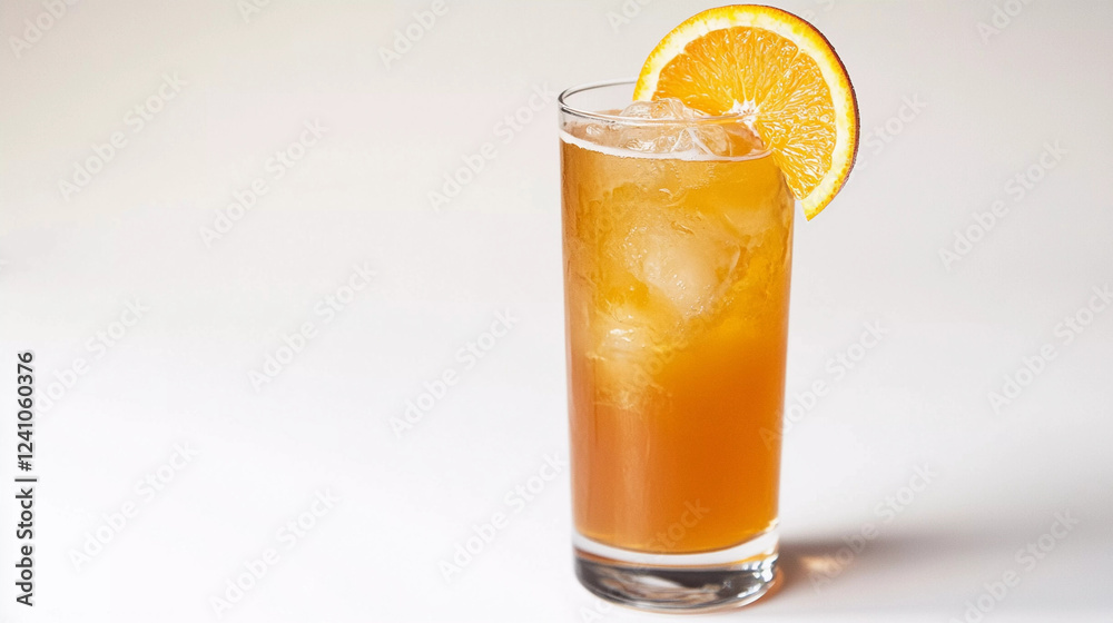 Iced orange juice glass on white background Iced orange juice glass on white background