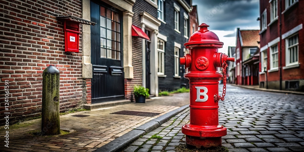 Dutch Village Fire Hydrant: Cobblestone Street, Red Barrier, Fire Brigade Safety Dutch Village Fire Hydrant: Cobblestone Street, Red Barrier, Fire Brigade Safety