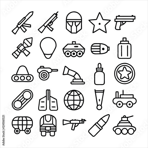 Wallpaper Mural outline set of  war  military  army line icons Torontodigital.ca