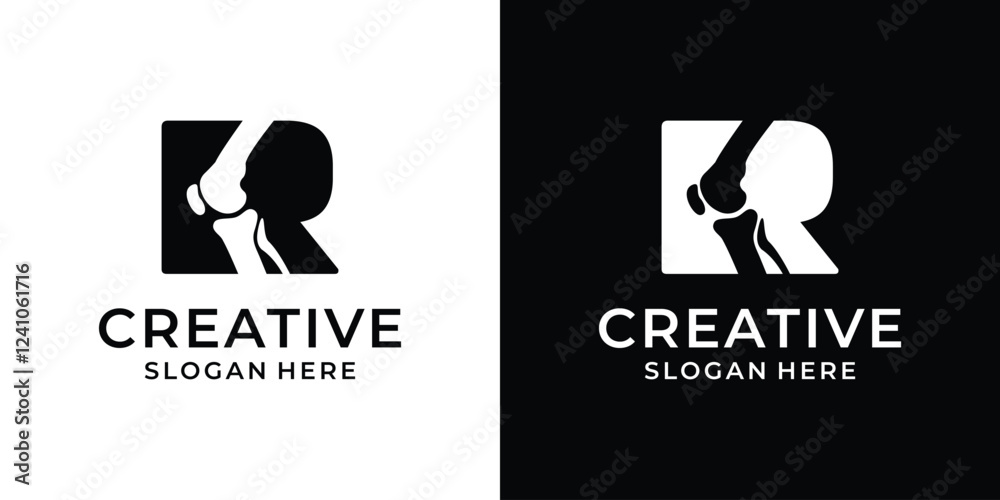 Fototapeta premium Abstract initial letter R with bone logo design vector